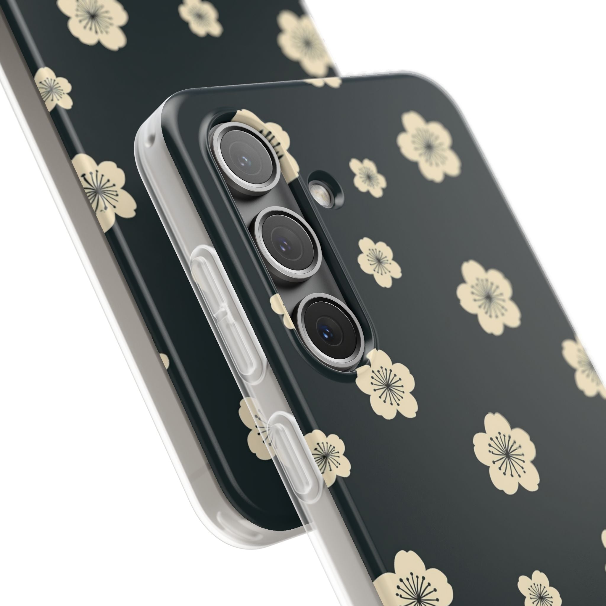 Teal Lite Phone Case for Samsung - Obsidian Cream Petals