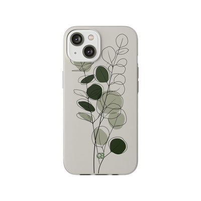 Green Lite Phone Case for iPhone - Muted Eucalyptus Sketch