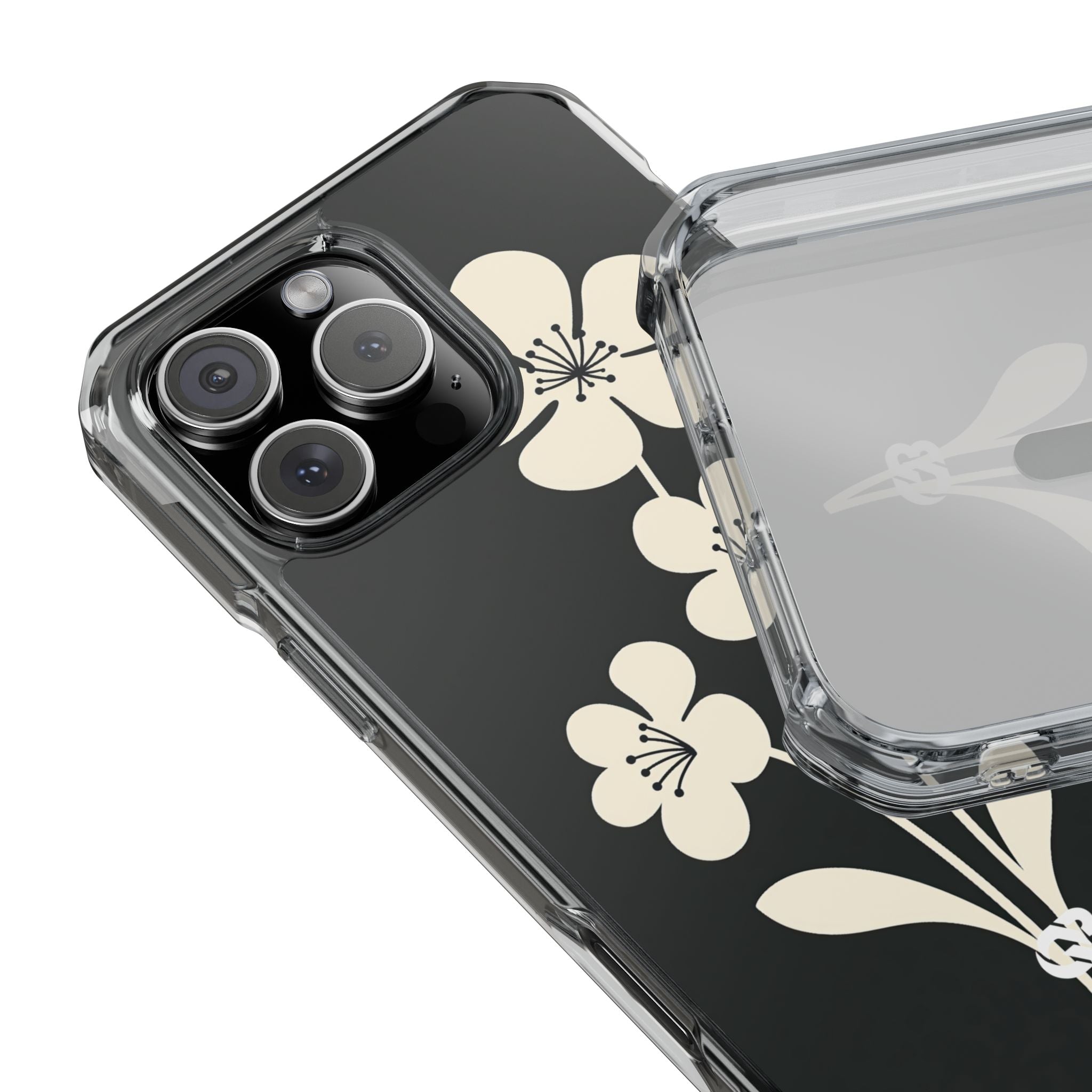 Black Impact MagSafe Phone Case for iPhone - Obsidian Cream Bloom