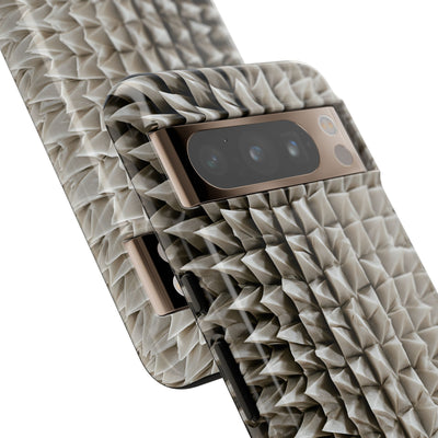 Beige Tough Phone Case for Google Pixel - Bone Spiked Grid