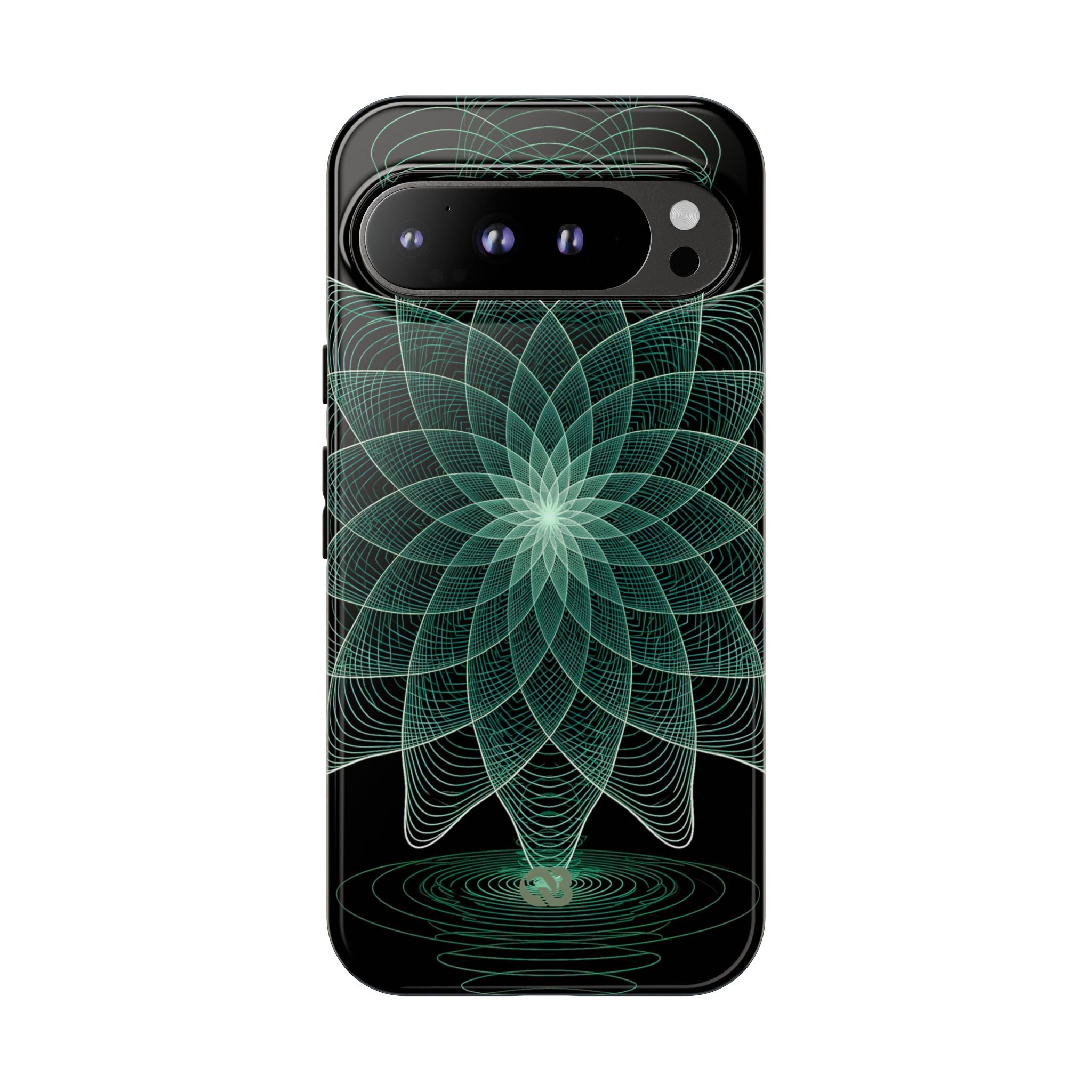 Green Tough Phone Case for Google Pixel - Cyan Signal Bloom