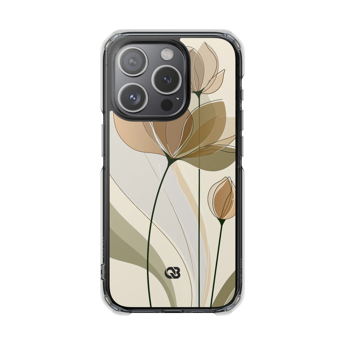 Translucent Petal Contour · Clear Impact Magnetic Phone Case for iPhone ·  Beige