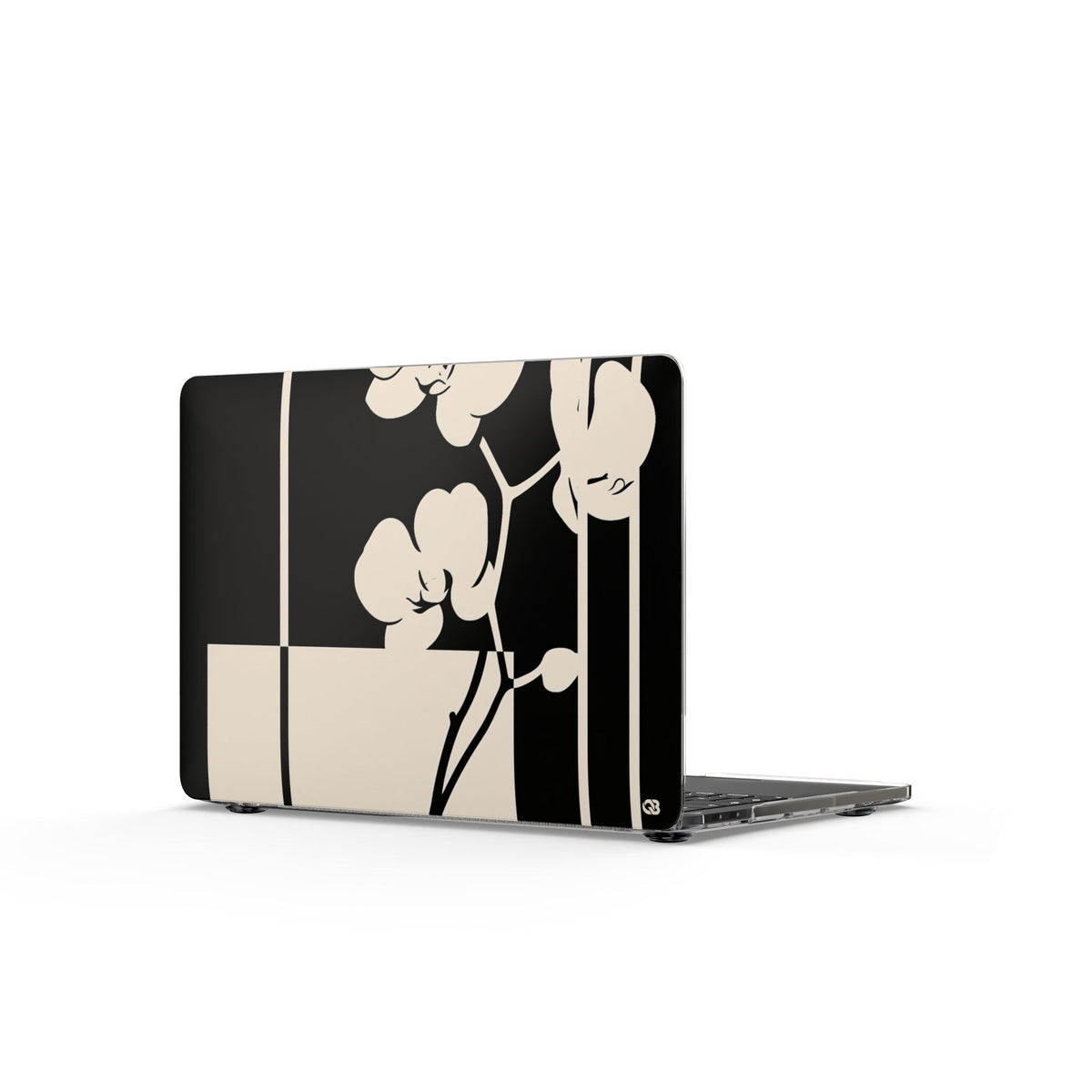 Geometric Orchid Bloom · Clear Hard Case for MacBook · Black