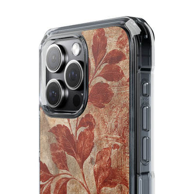 Terracotta Botanical Fresco · Clear Impact Magnetic Phone Case for iPhone · Red