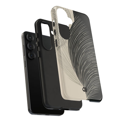 Beige Tough Phone Case for Samsung - Obsidian Cream Plume
