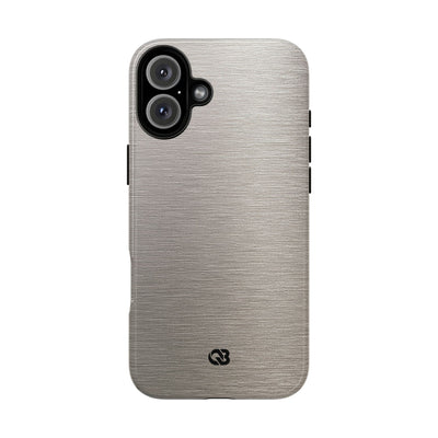 Grey Tough Phone Case for iPhone - Brushed Nickel Linen