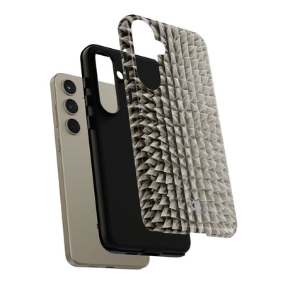 Beige Tough Phone Case for Samsung - Bone Spiked Grid