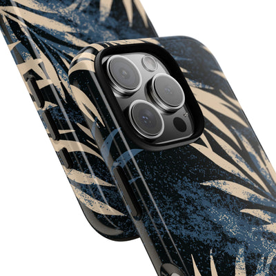 Blue Tough Phone Case for iPhone - Midnight Indigo Palm