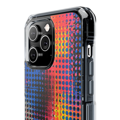 Chromatic Halftone Grid · Clear Impact Magnetic Phone Case for iPhone ·  Blue