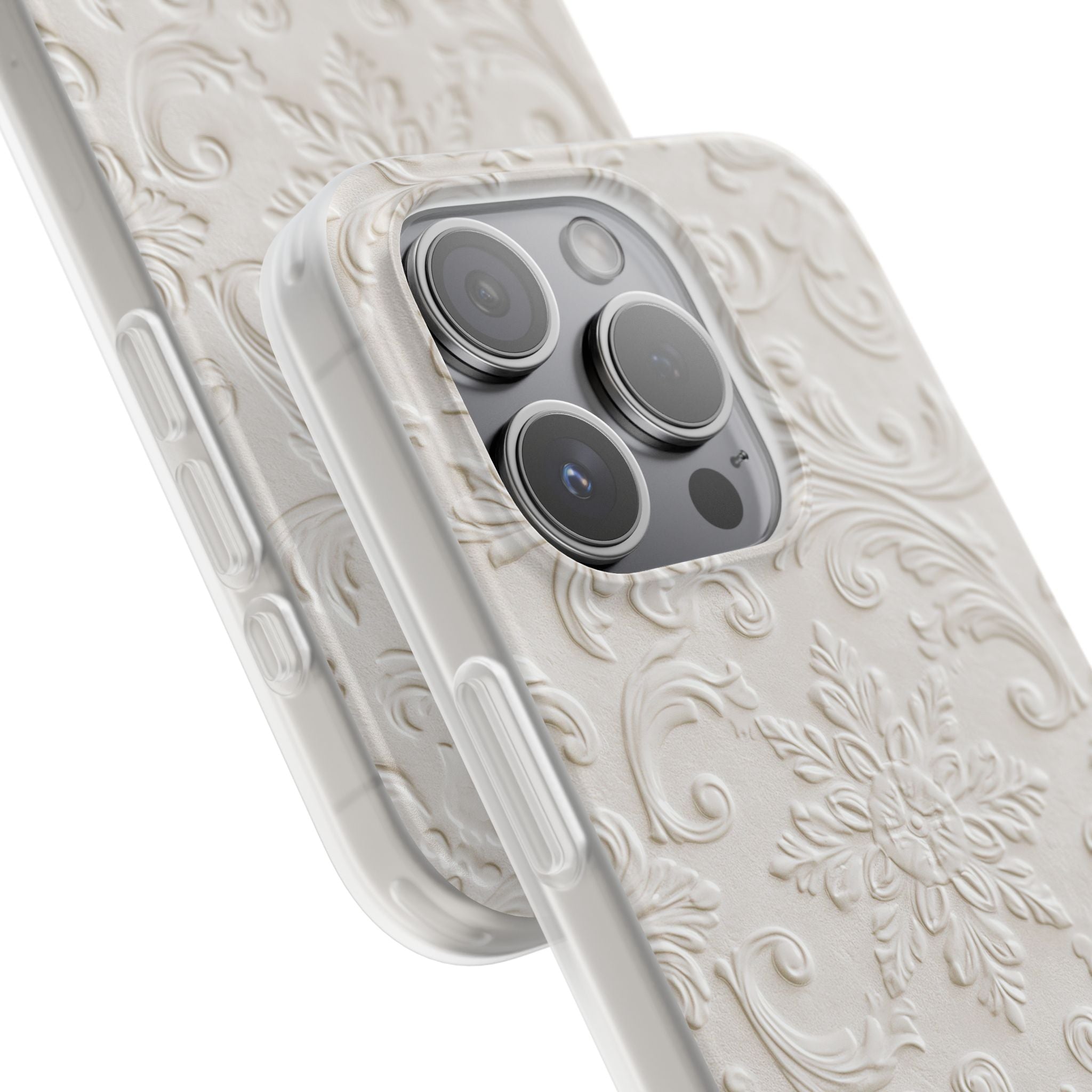 White Lite Phone Case for iPhone - Alabaster Floral Relief