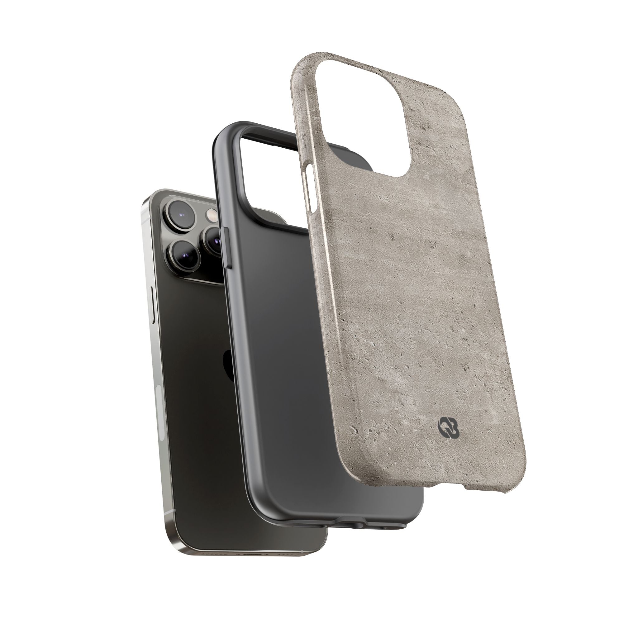 Grey Tough Phone Case for iPhone - Brutalist Stone Grit