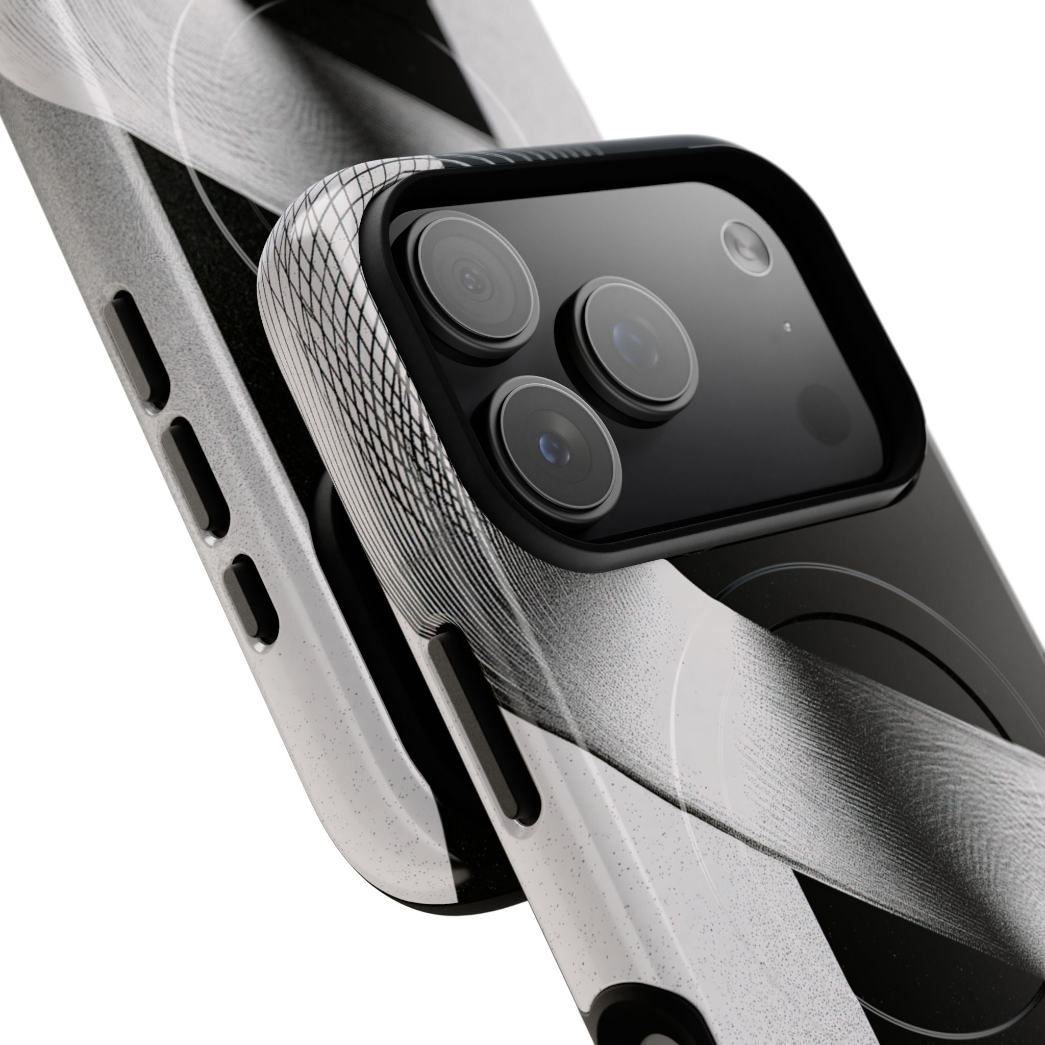Grey Tough 2.0 Magsafe Phone Case for iPhone - Obsidian Moiré Wave