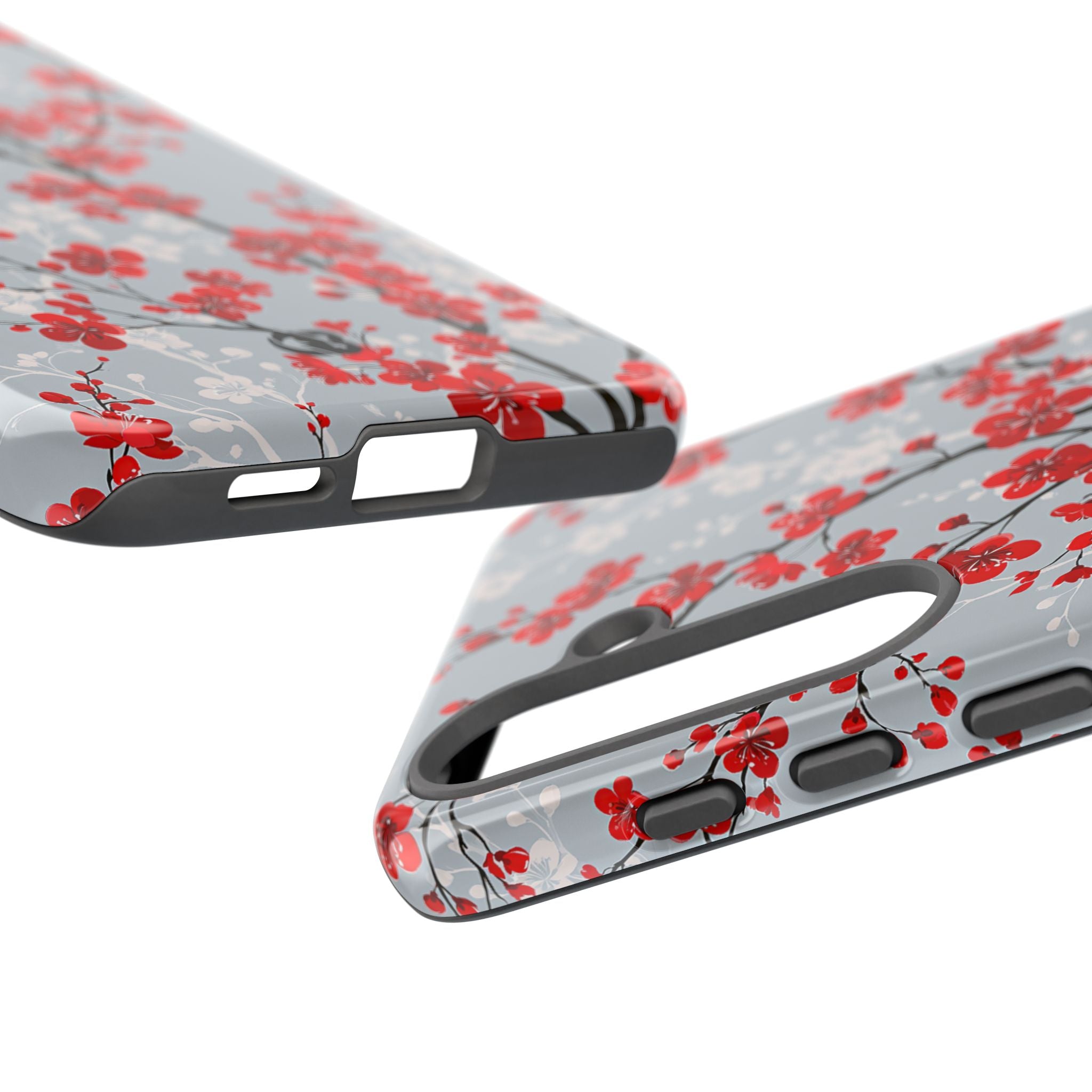 Grey Tough Phone Case for Samsung - Crimson Sakura Slate