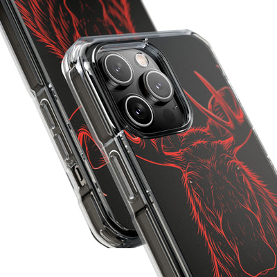 Crimson Horizon Moose · Impact Magnetic Phone Case for iPhone ·  Black
