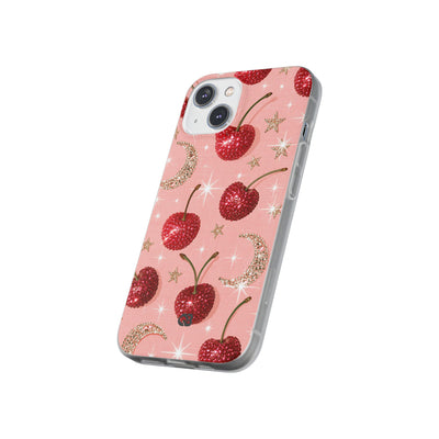 Bedazzled Ruby Cherries · Lite Phone Case for iPhone ·  Pink