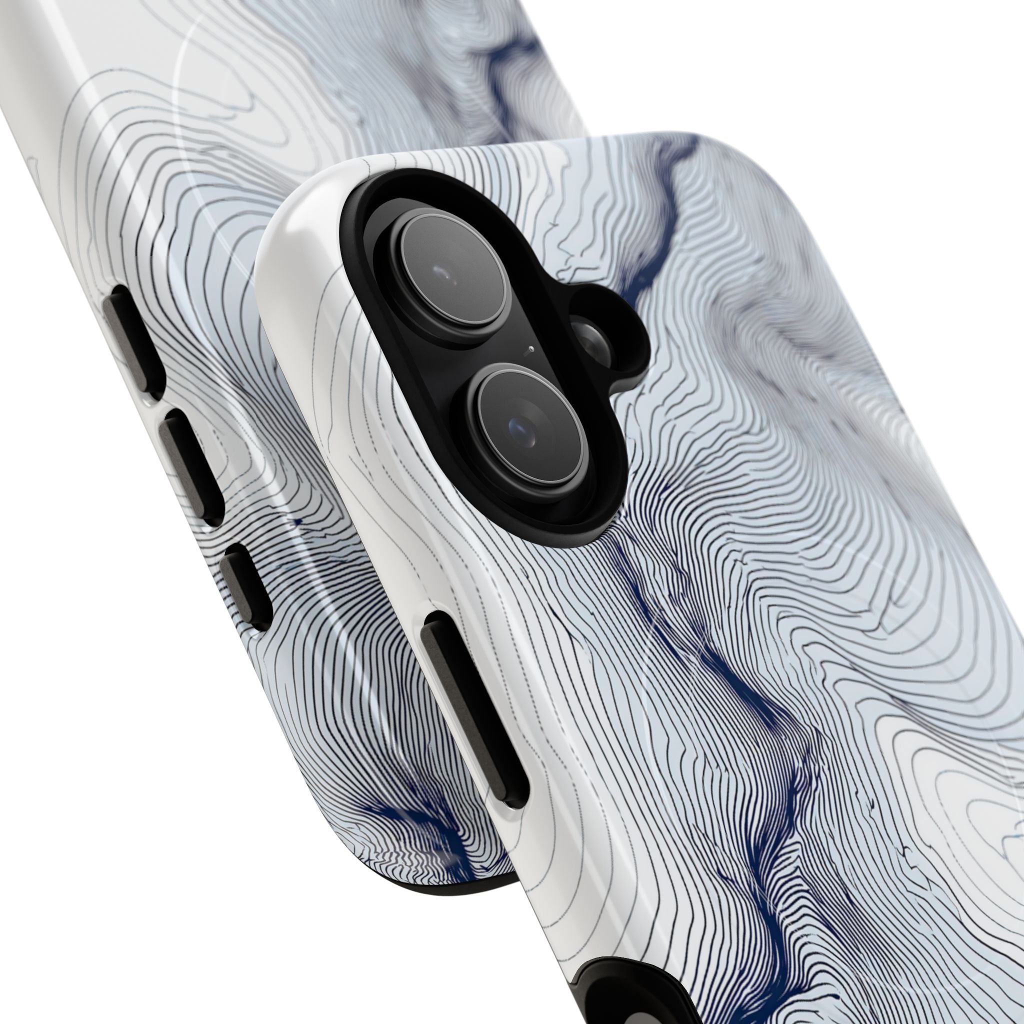White Tough 2.0 Magsafe Phone Case for iPhone - Nordic Ridge Topo
