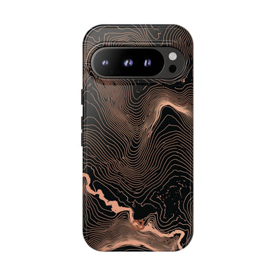 Orange Tough Phone Case for Google Pixel - Salmon Ridge Topo