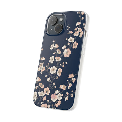 Blue Lite Phone Case for iPhone - Midnight Peach Sakura