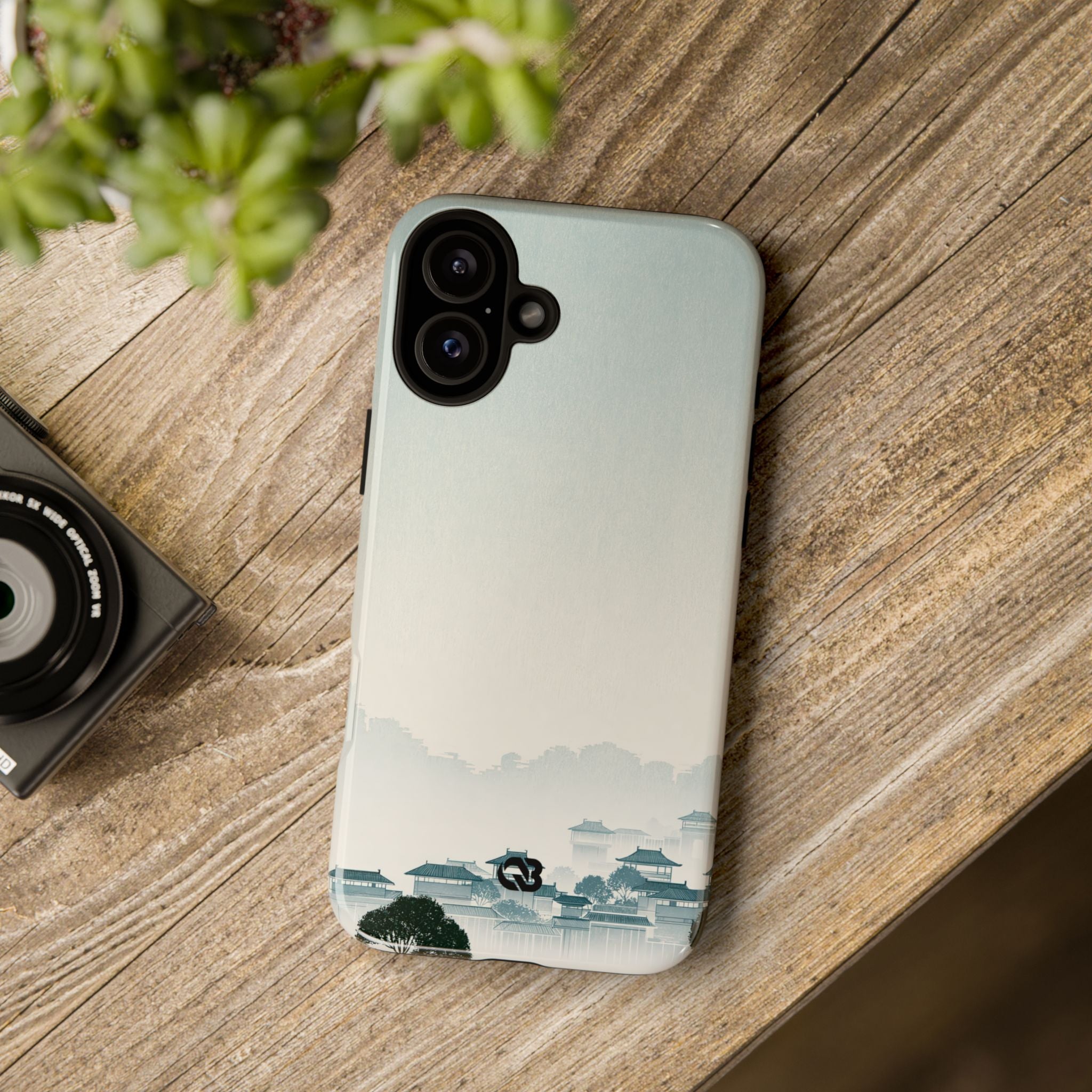 Blue Tough Phone Case for iPhone - Mist Valley Pagoda