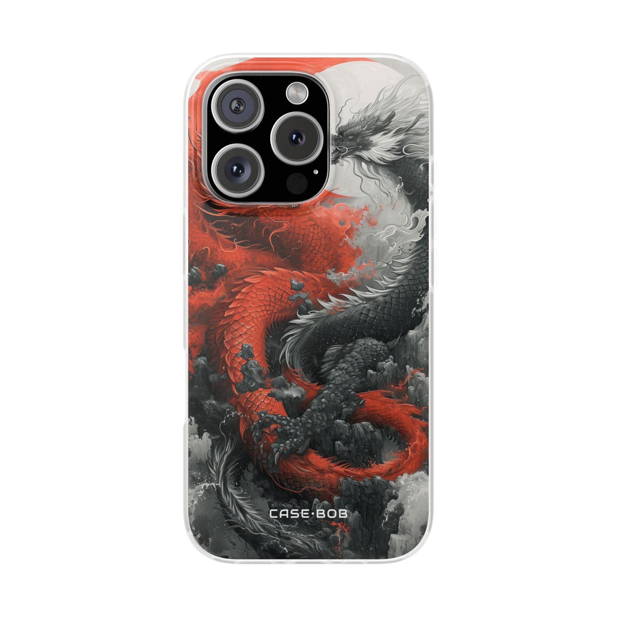 Twin Dragons Crimson iPhone 16 Pro Case - Soft