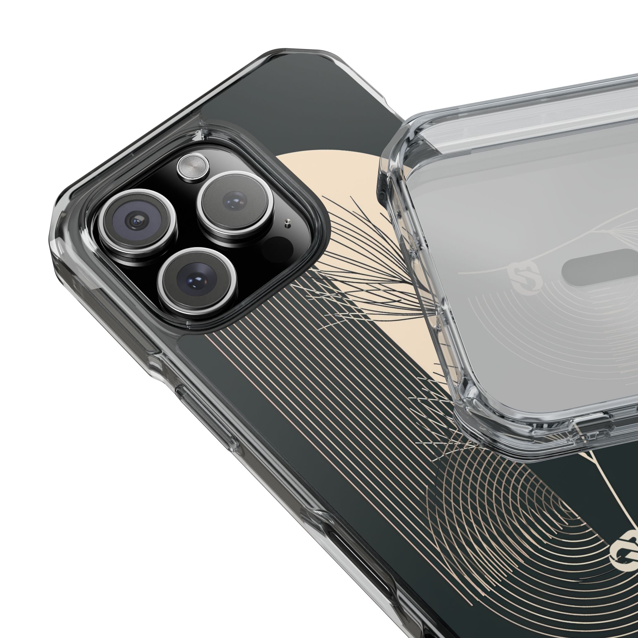 Black Impact MagSafe Phone Case for iPhone - Obsidian Sand Willow