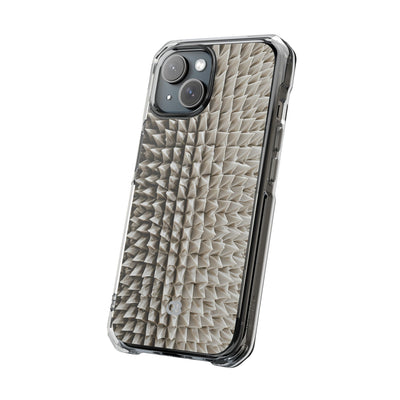 Beige Impact MagSafe Phone Case for iPhone - Bone Spiked Grid