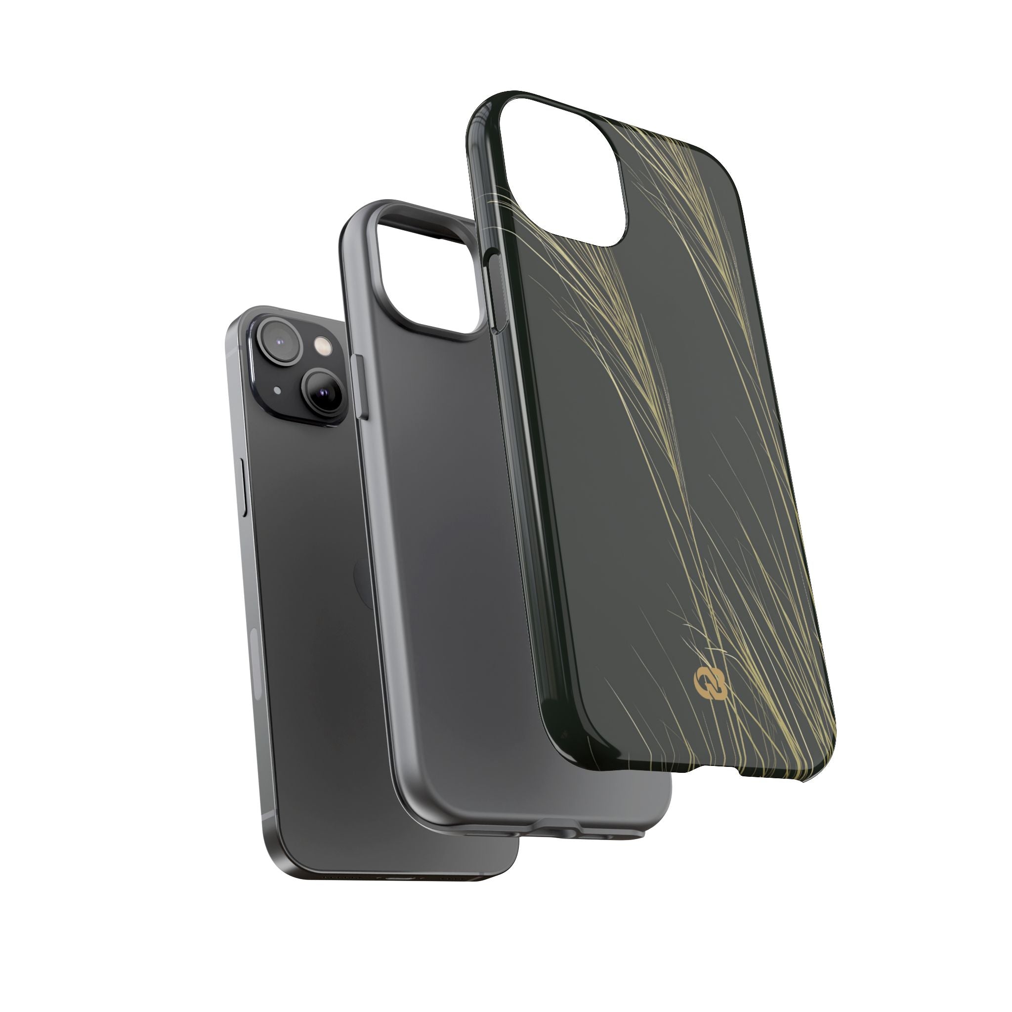 Green Tough Phone Case for iPhone - Midnight Gilded Grass