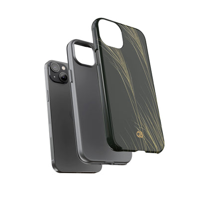 Green Tough Phone Case for iPhone - Midnight Gilded Grass
