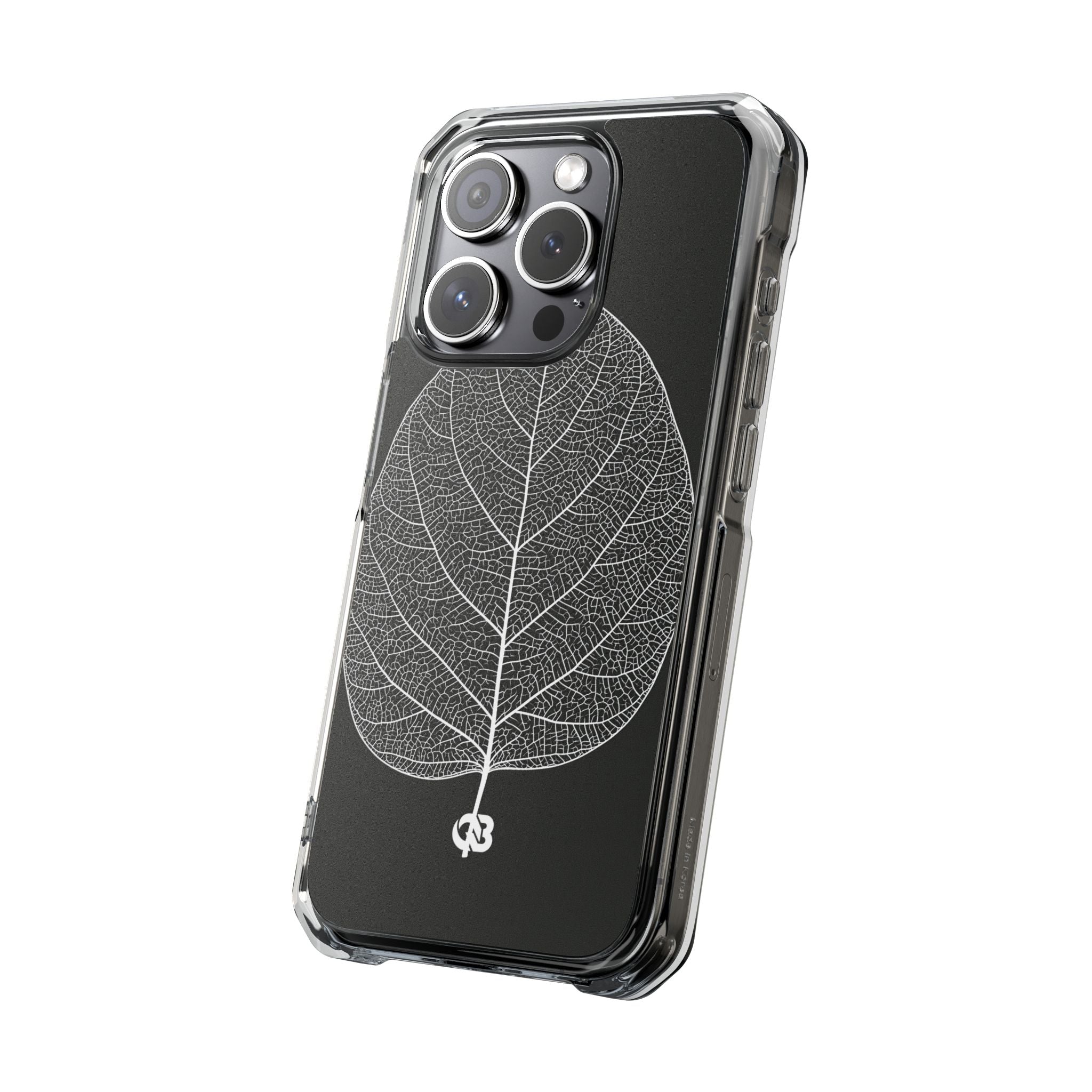 Black Impact MagSafe Phone Case for iPhone - Bleached Leaf Lattice