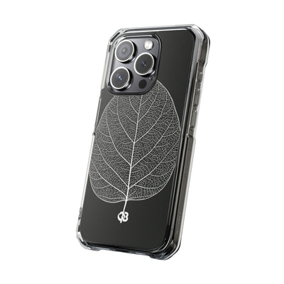 Black Impact MagSafe Phone Case for iPhone - Bleached Leaf Lattice