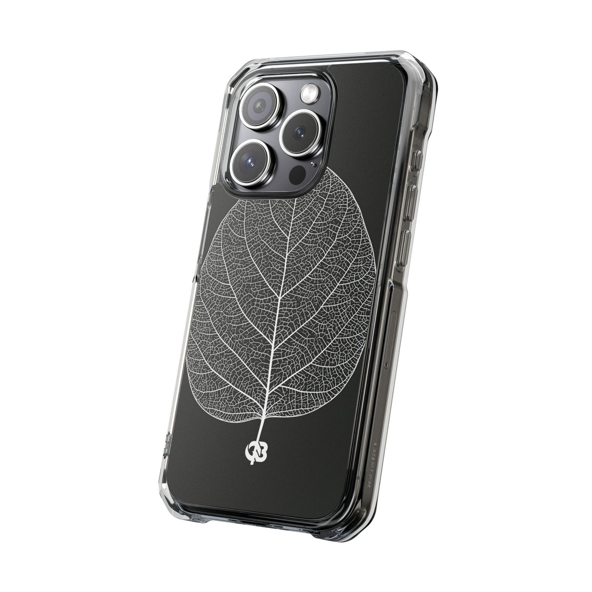 Monochrome Leaf Skeleton · Clear Impact Magnetic Phone Case for iPhone ·  Black