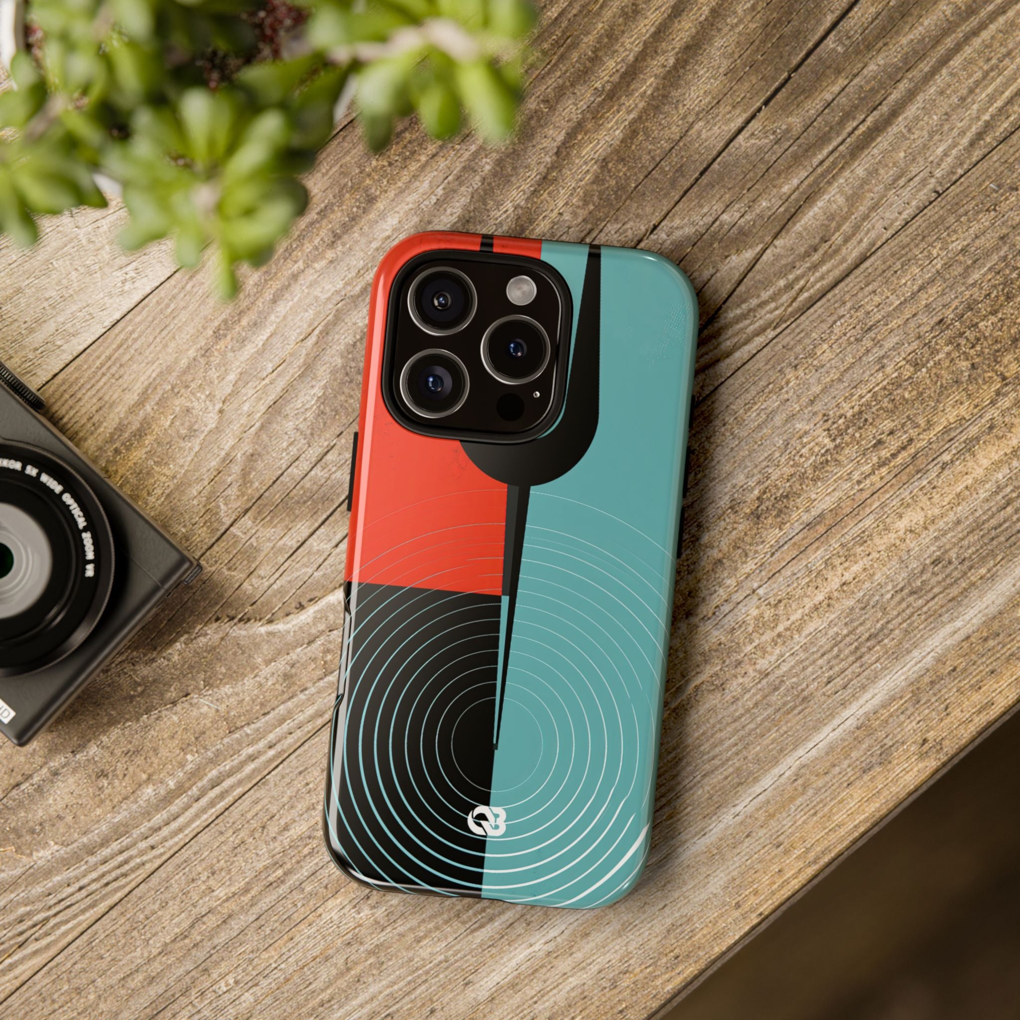 Teal Tough Phone Case for iPhone - Sonic Static Split