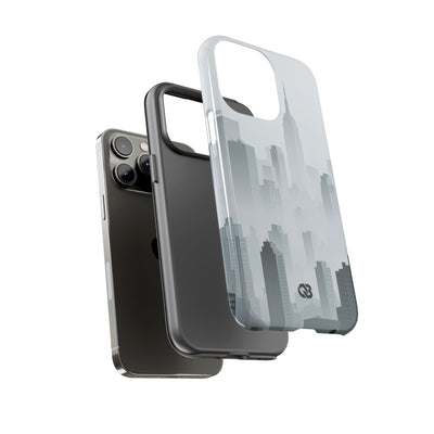 Grey Tough Phone Case for iPhone - Steel Mist Skyline