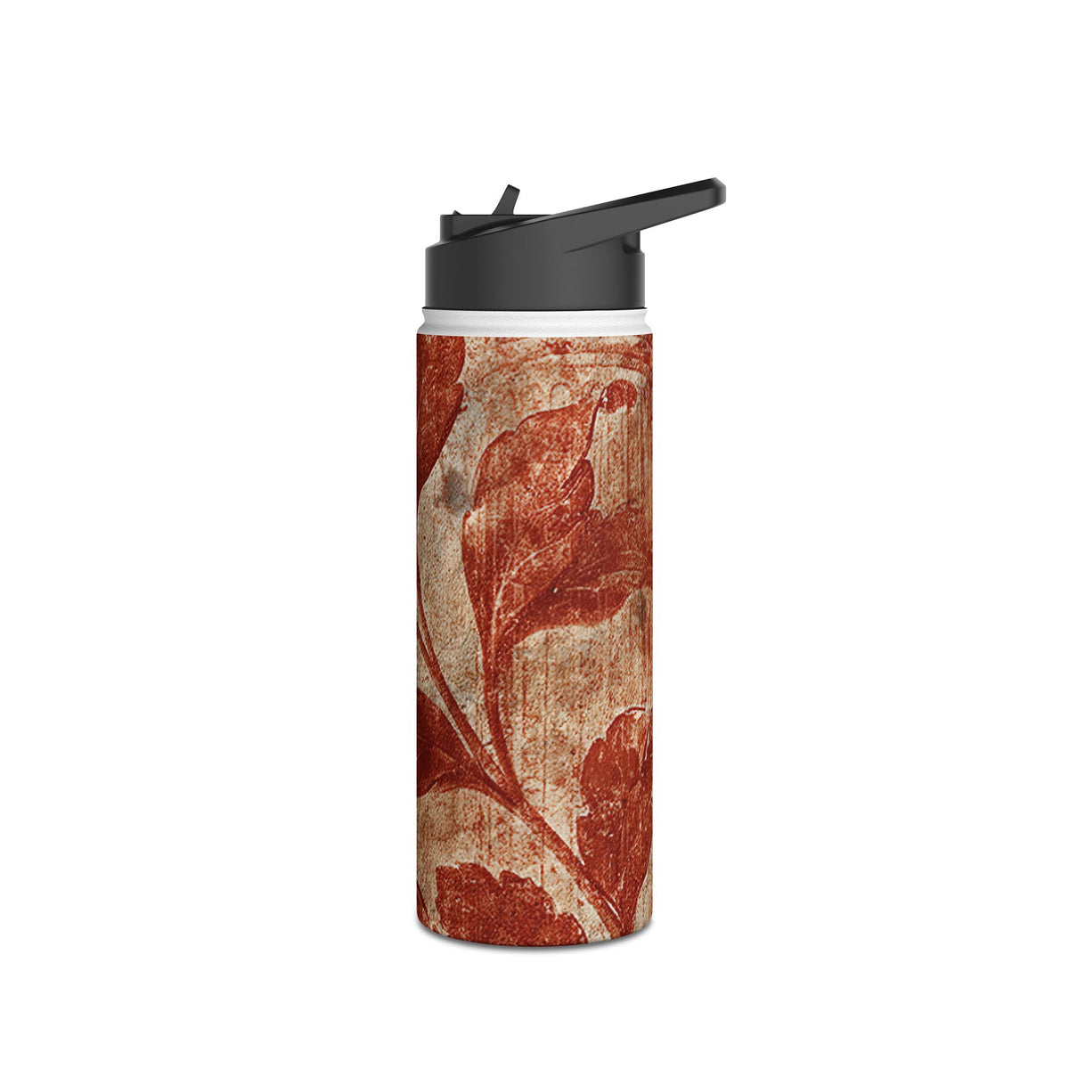 Terracotta Botanical Fresco · Insulated Water Bottle · Red