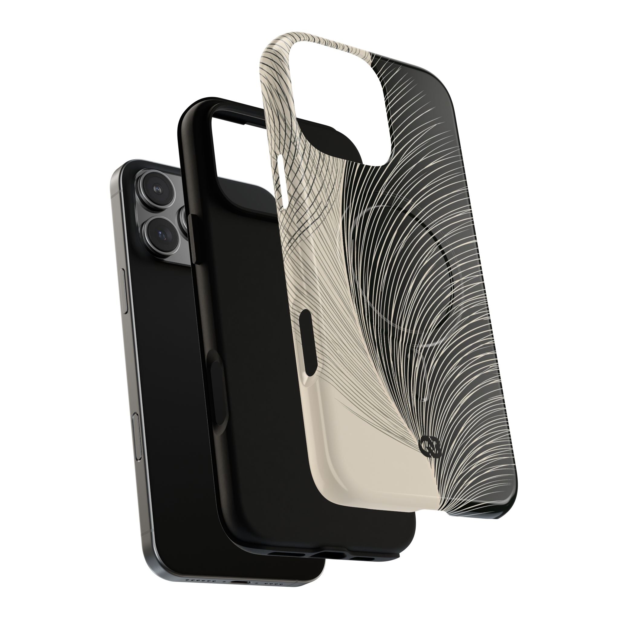 Beige Tough 2.0 Magsafe Phone Case for iPhone - Obsidian Cream Plume