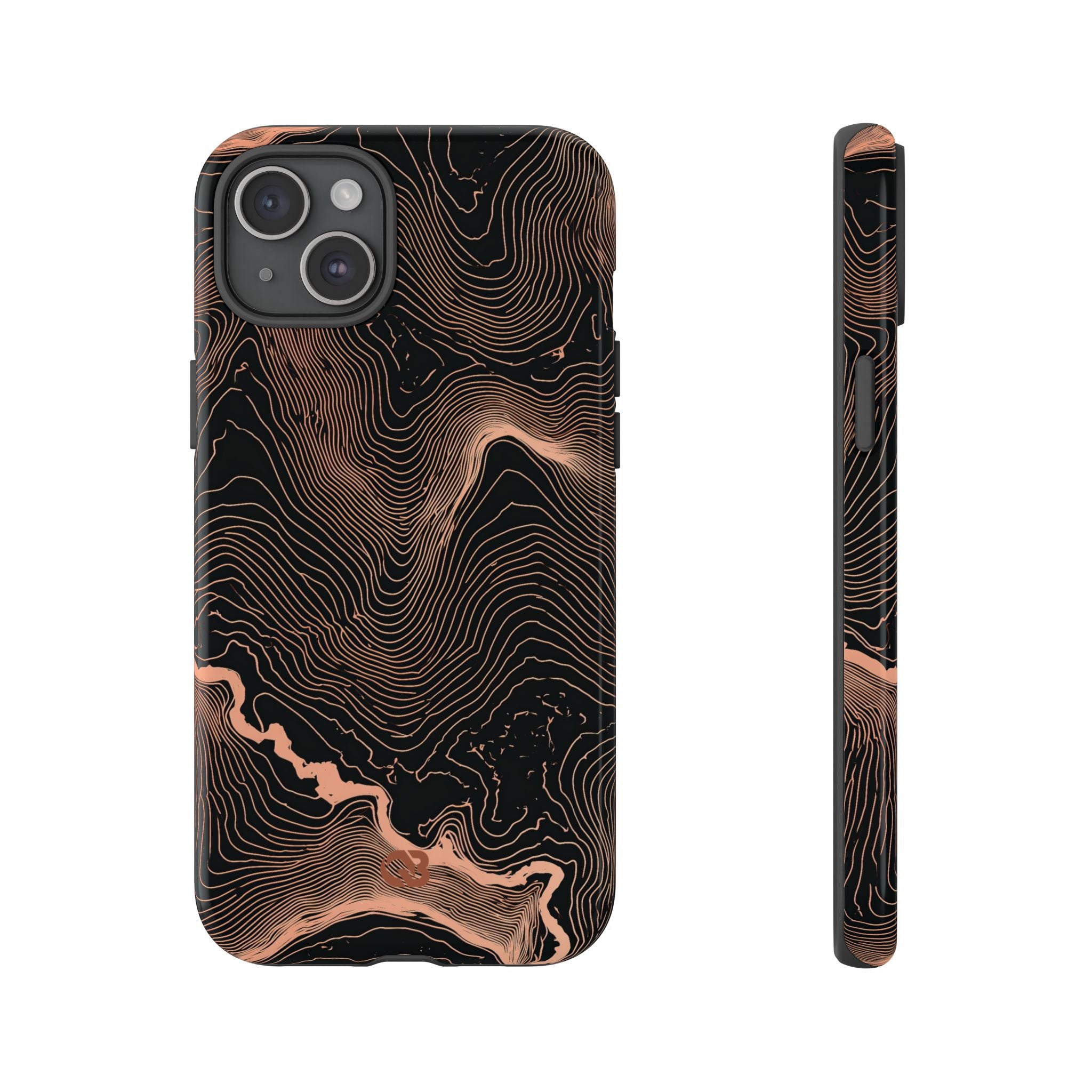 Orange Tough Phone Case for iPhone - Salmon Ridge Topo