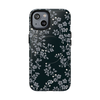 Black Tough 2.0 Magsafe Phone Case for iPhone - Midnight Slate Blossom