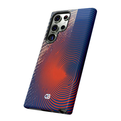 Blue Tough Phone Case for Samsung - Orange Orbit Grid
