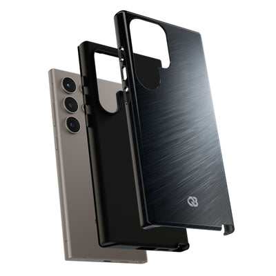 Grey Tough Phone Case for Samsung - Charcoal Brushed Steel