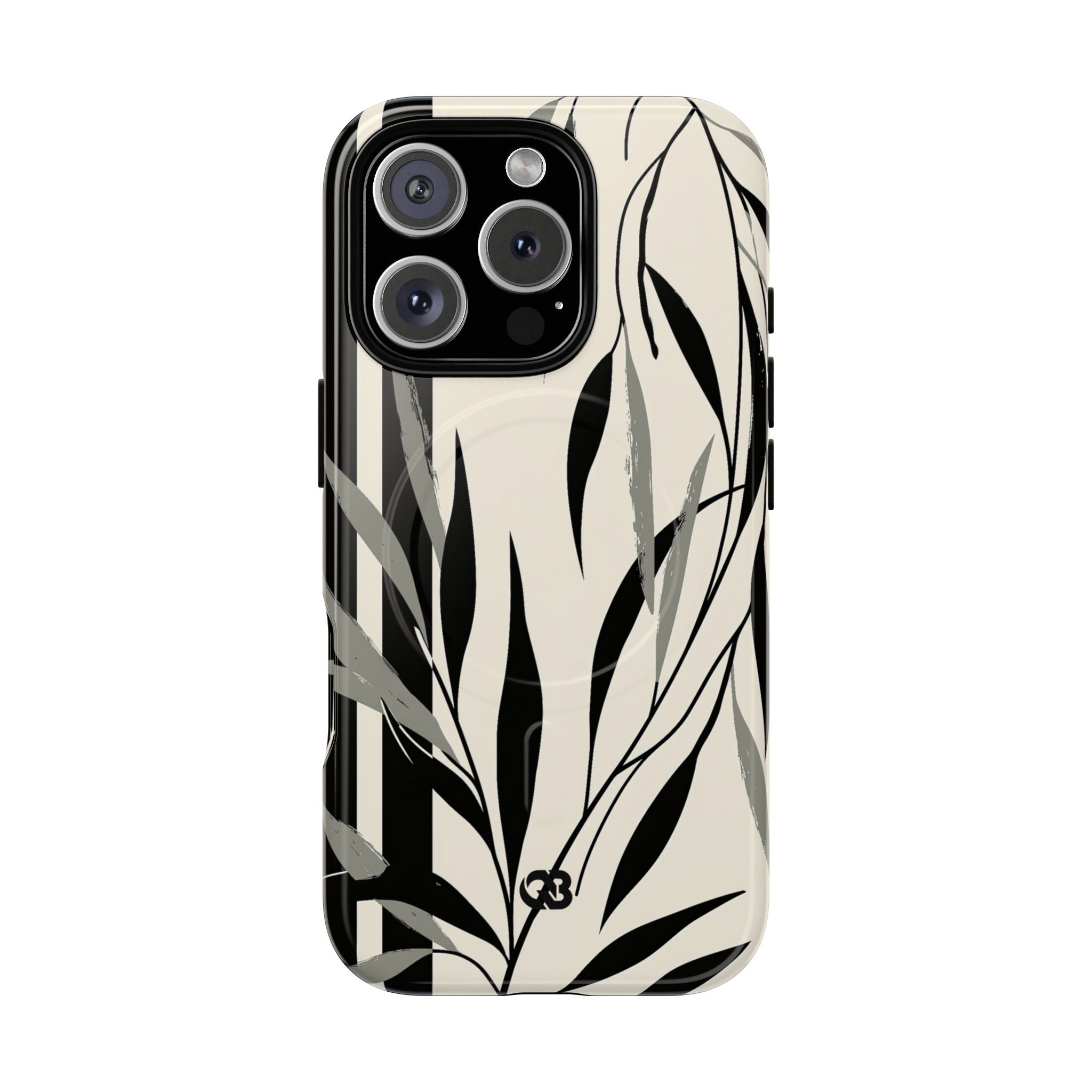 Beige Tough 2.0 Magsafe Phone Case for iPhone - Soot Leaf Sketch