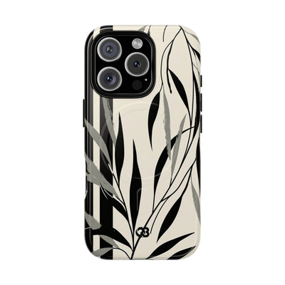 Beige Tough 2.0 Magsafe Phone Case for iPhone - Soot Leaf Sketch