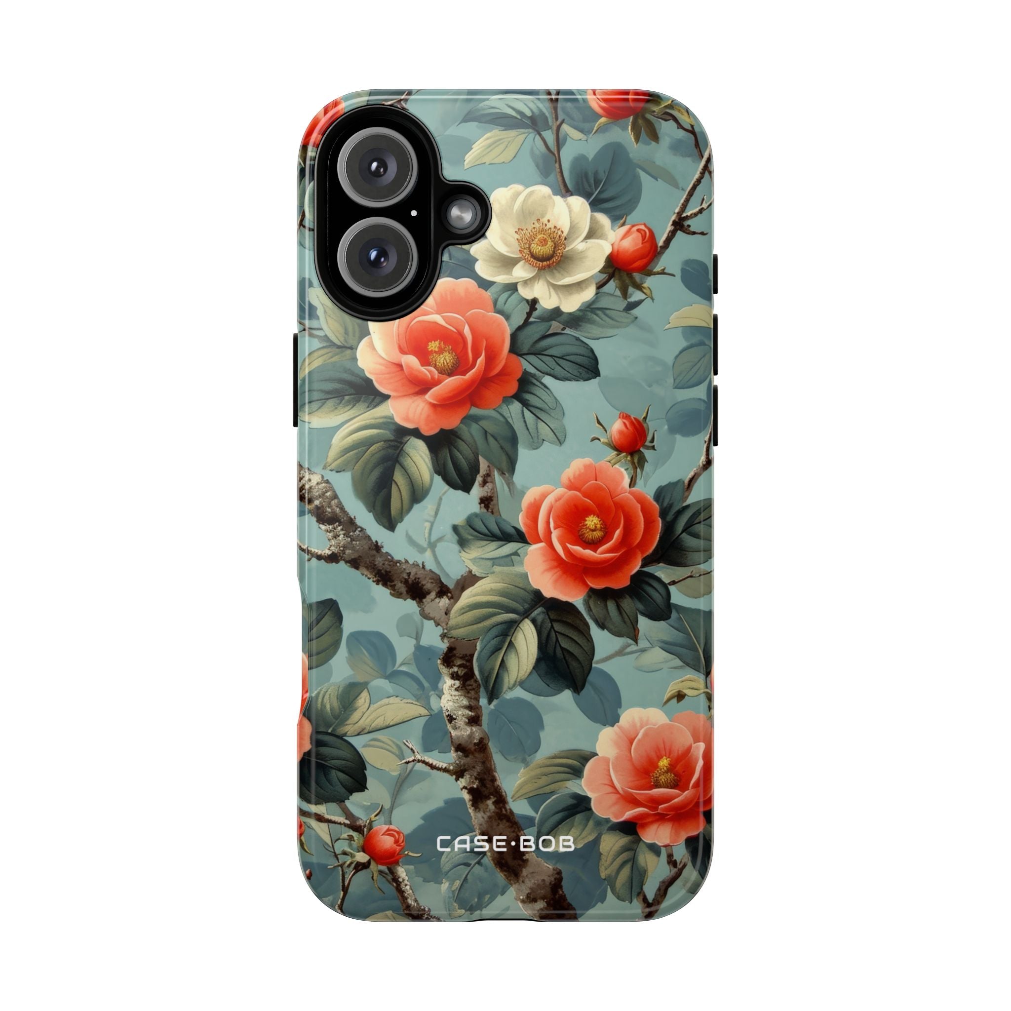 Coral Camellia Bloom iPhone 16 Plus Case - Tough