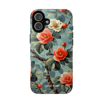 Coral Camellia Bloom iPhone 16 Plus Case - Tough