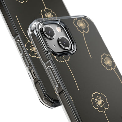 Black Impact MagSafe Phone Case for iPhone - Obsidian Sand Petals