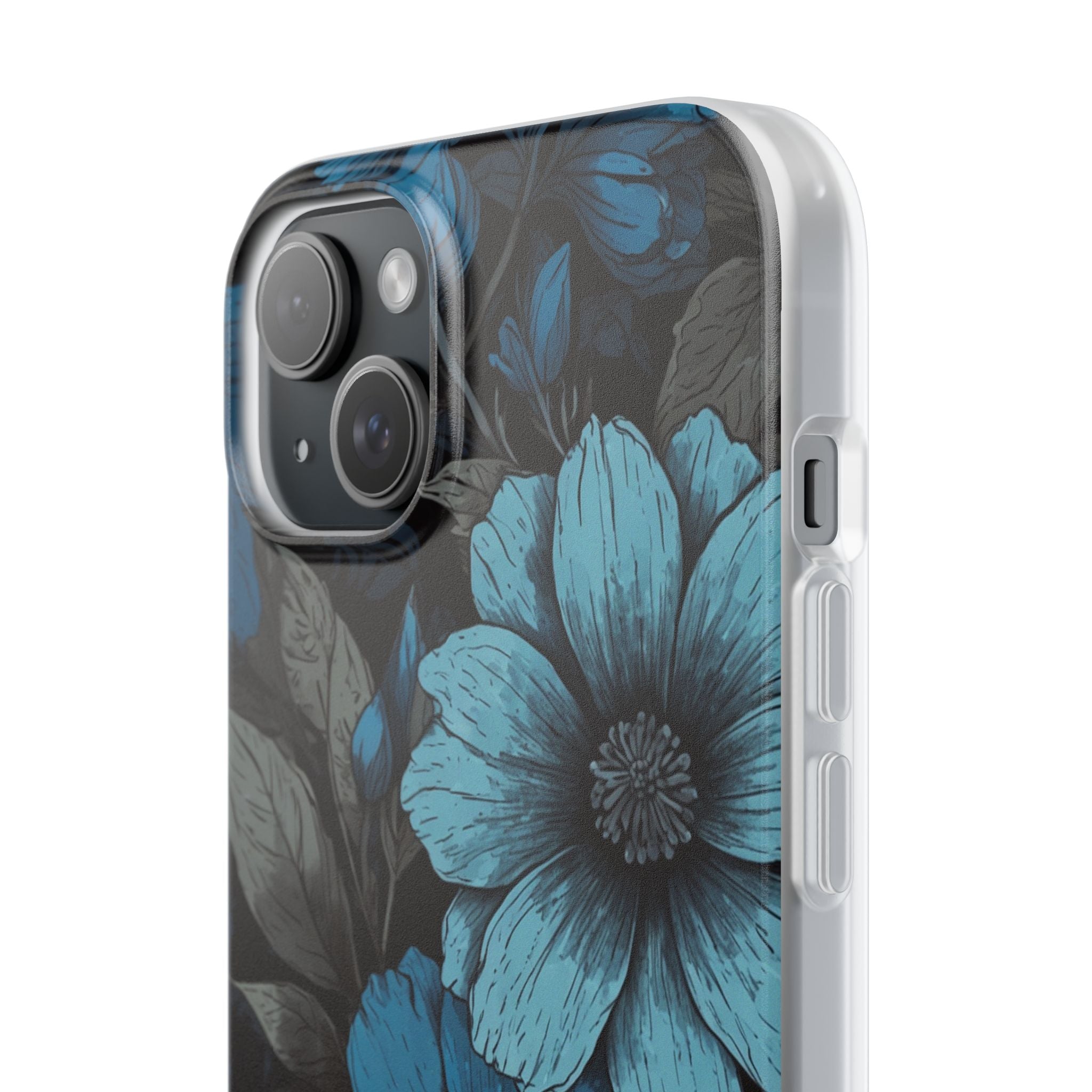 Obsidian Blue Petals · Soft Phone Case for iPhone