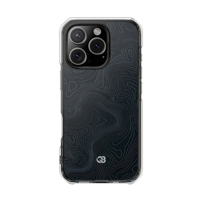 Black Impact MagSafe Phone Case for iPhone - Obsidian Ridge Topo
