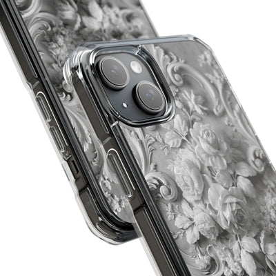 Rococo Marble Rose · Clear Impact Magnetic Phone Case for iPhone · White
