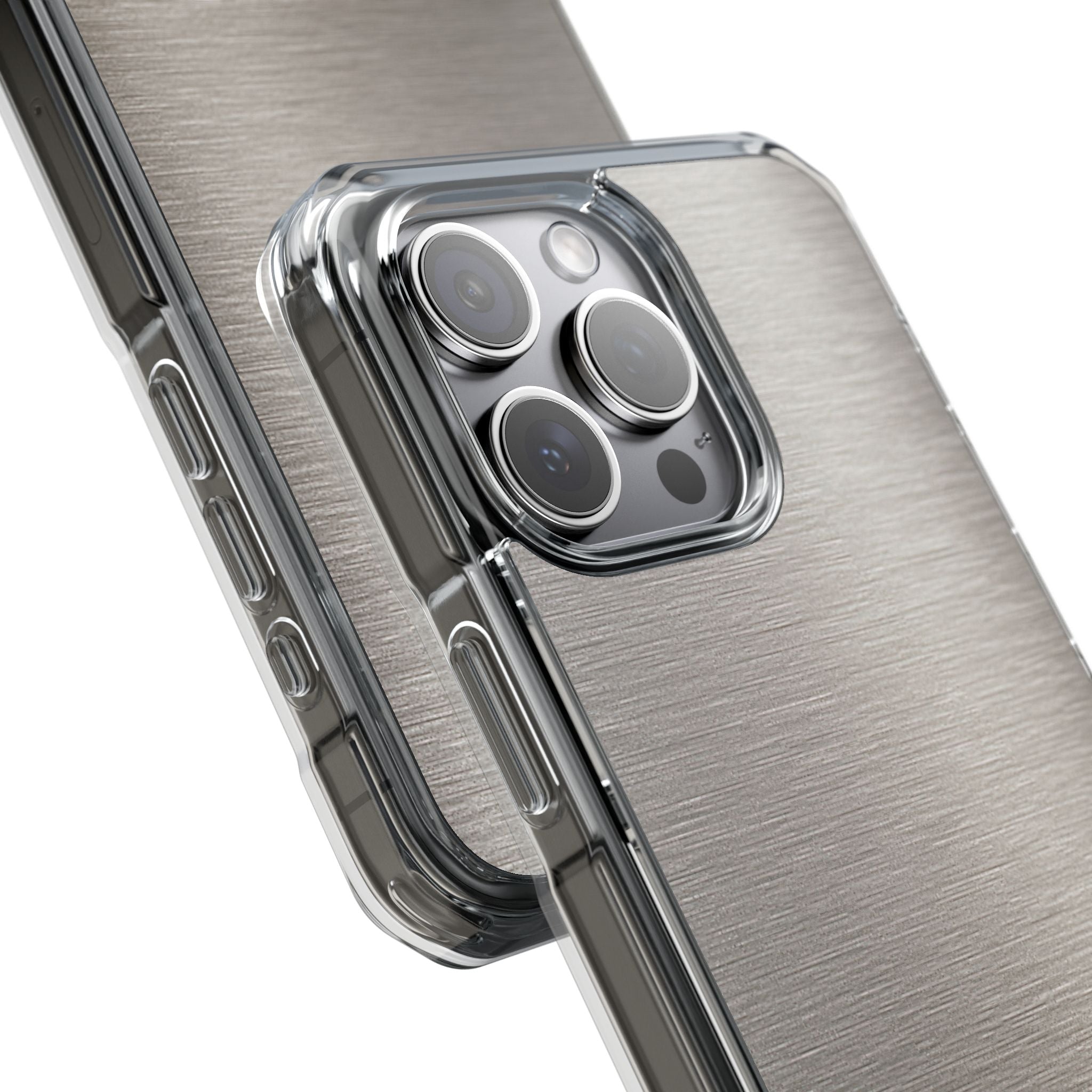 Grey Impact MagSafe Phone Case for iPhone - Brushed Nickel Linen