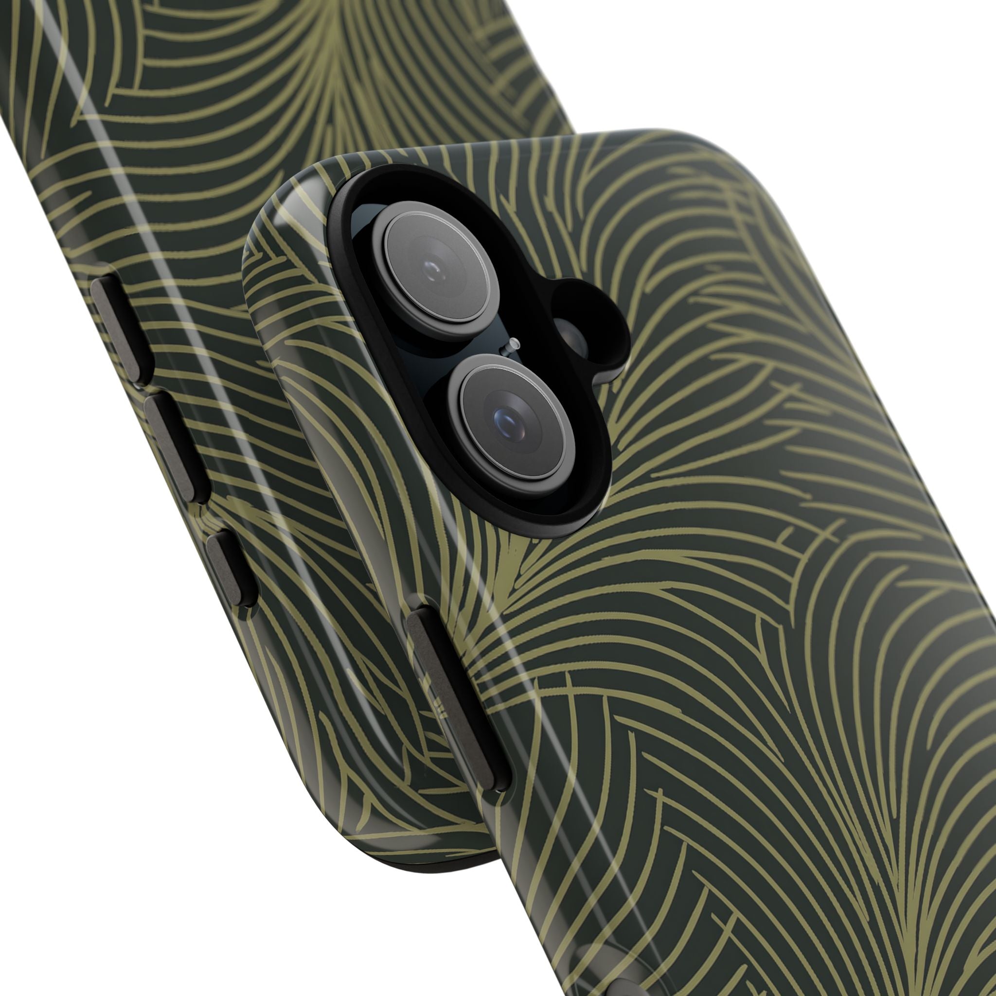 Green Tough Phone Case for iPhone - Dark Olive Plume