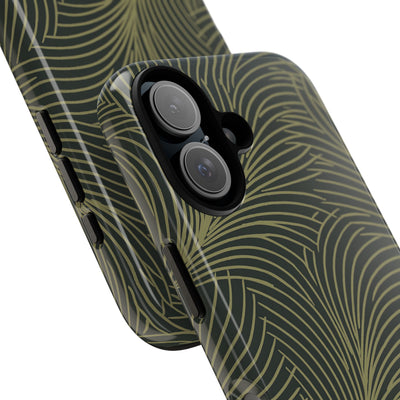 Green Tough Phone Case for iPhone - Dark Olive Plume